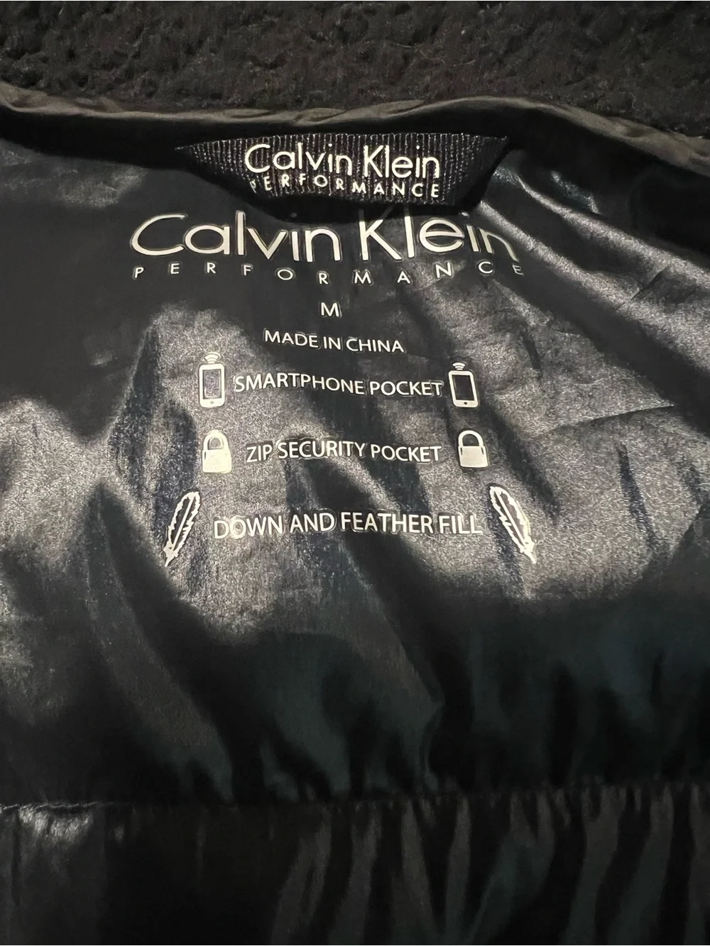Calvin Klein Performance Black Down Feathers Quilted Vest Women’s Medium